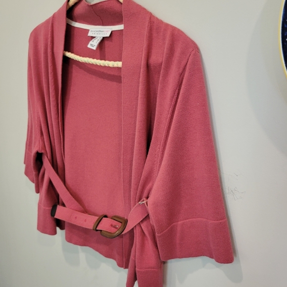 Isaac Mizrahi Live Essentials Burnt Orange Knit Shrug Sweater With Belt MED - Picture 3 of 11